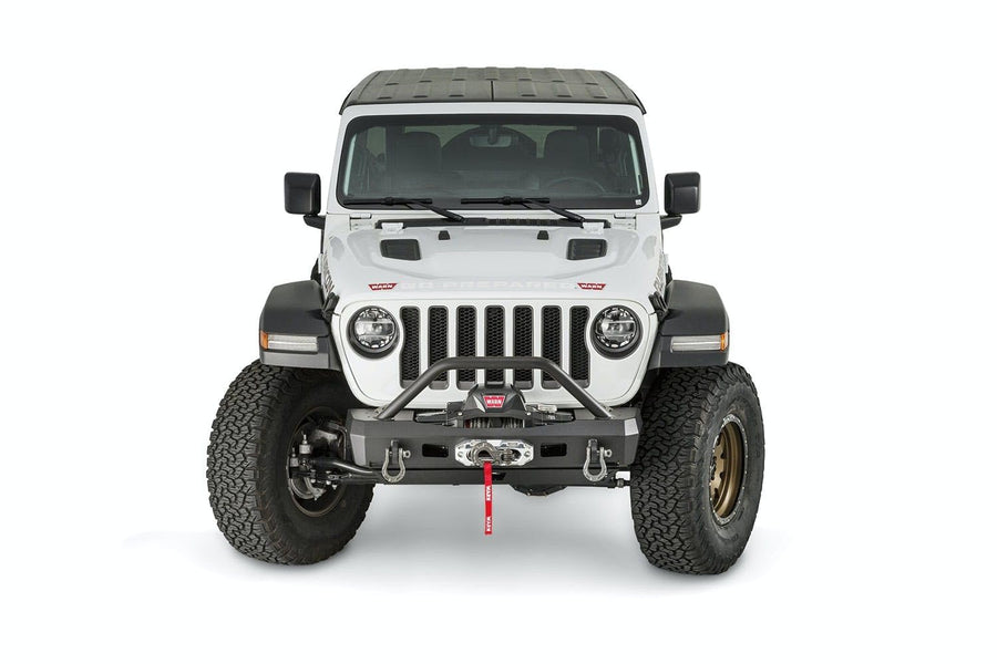 Elite Series WARN Stubby Front Bumper for Jeep JL Wrangler, with Grille Guard Tube
