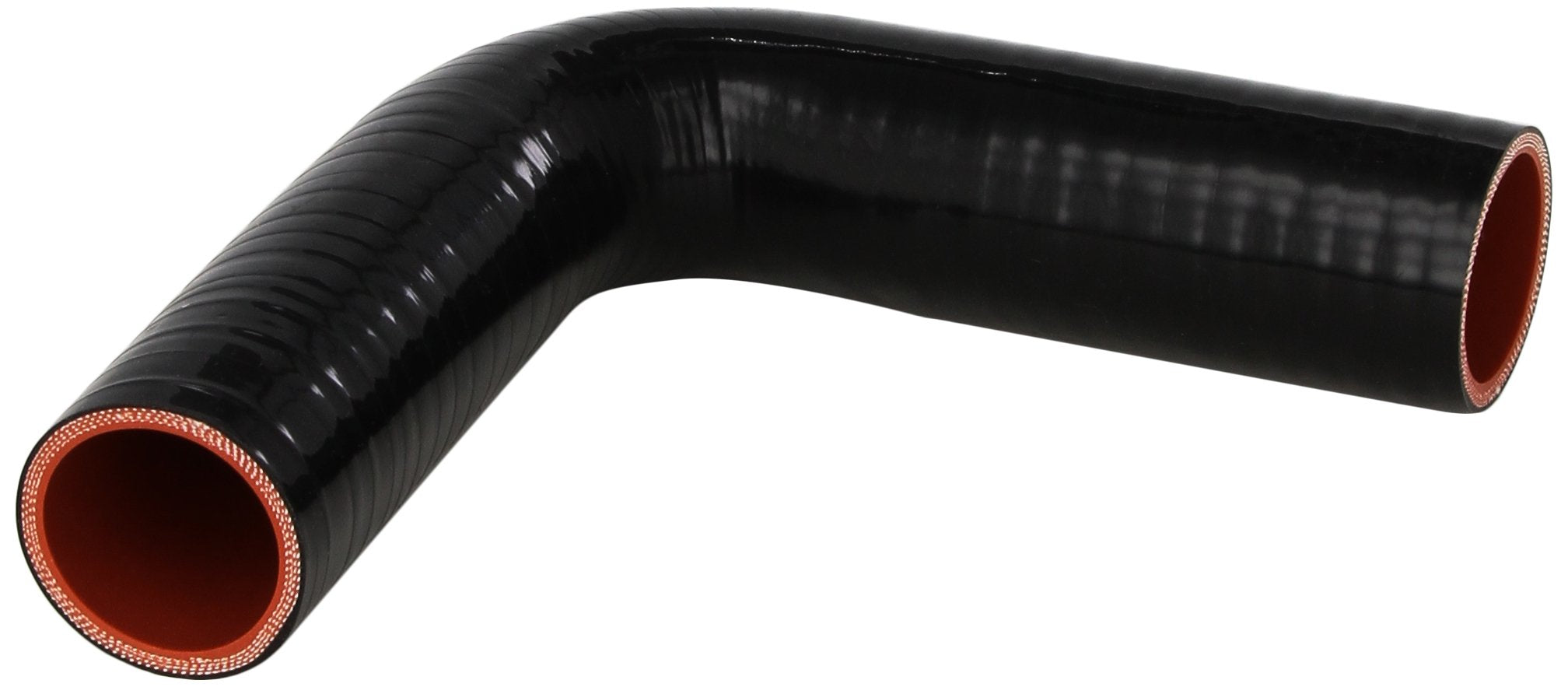 HPS 90 degree HTSEC90-150-BLK Silicone High Temperature 4-ply Reinforced Coupler Hose, 75 PSI Maximum Pressure, 4" Leg Length on each side, 1-1/2" ID, Black
