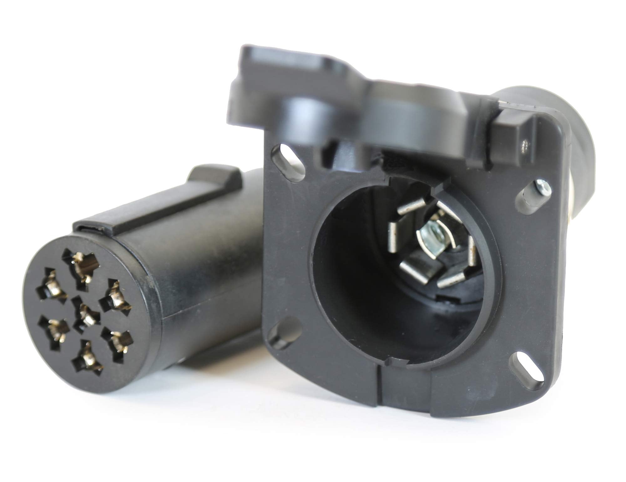 2-Way Buyers Products Die-Cast Zinc Trailer Connector -Truck Side - Vertical Pin Arrangement , White