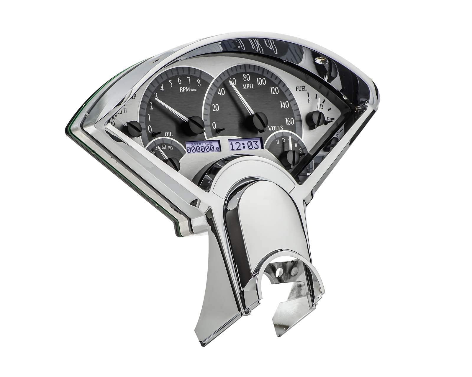 Dakota Digital VHX-55C-S-W 55 56 Chevy Car Analog Dash Gauges Silver Alloy White