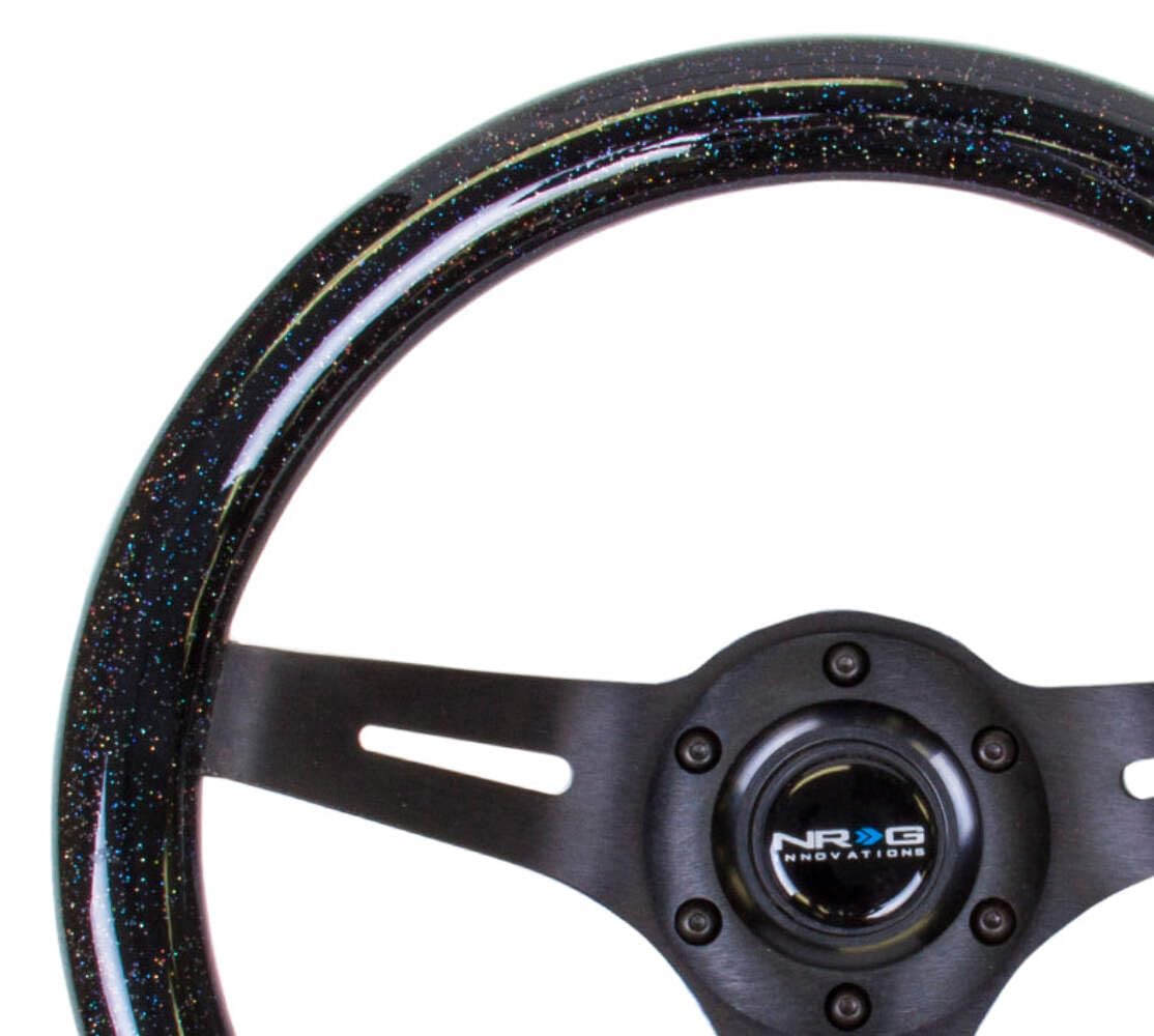 NRG Innovations Steering Wheel NRG-ST-310BSB-BK - 310mm, Classic Dark Wood Grain Wheel, Black Line Inlay, 3 Spoke Center in Black