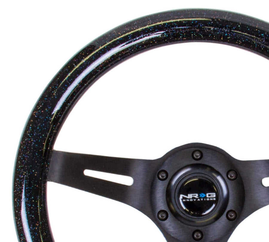 NRG Innovations Steering Wheel NRG-ST-310BSB-BK - 310mm, Classic Dark Wood Grain Wheel, Black Line Inlay, 3 Spoke Center in Black