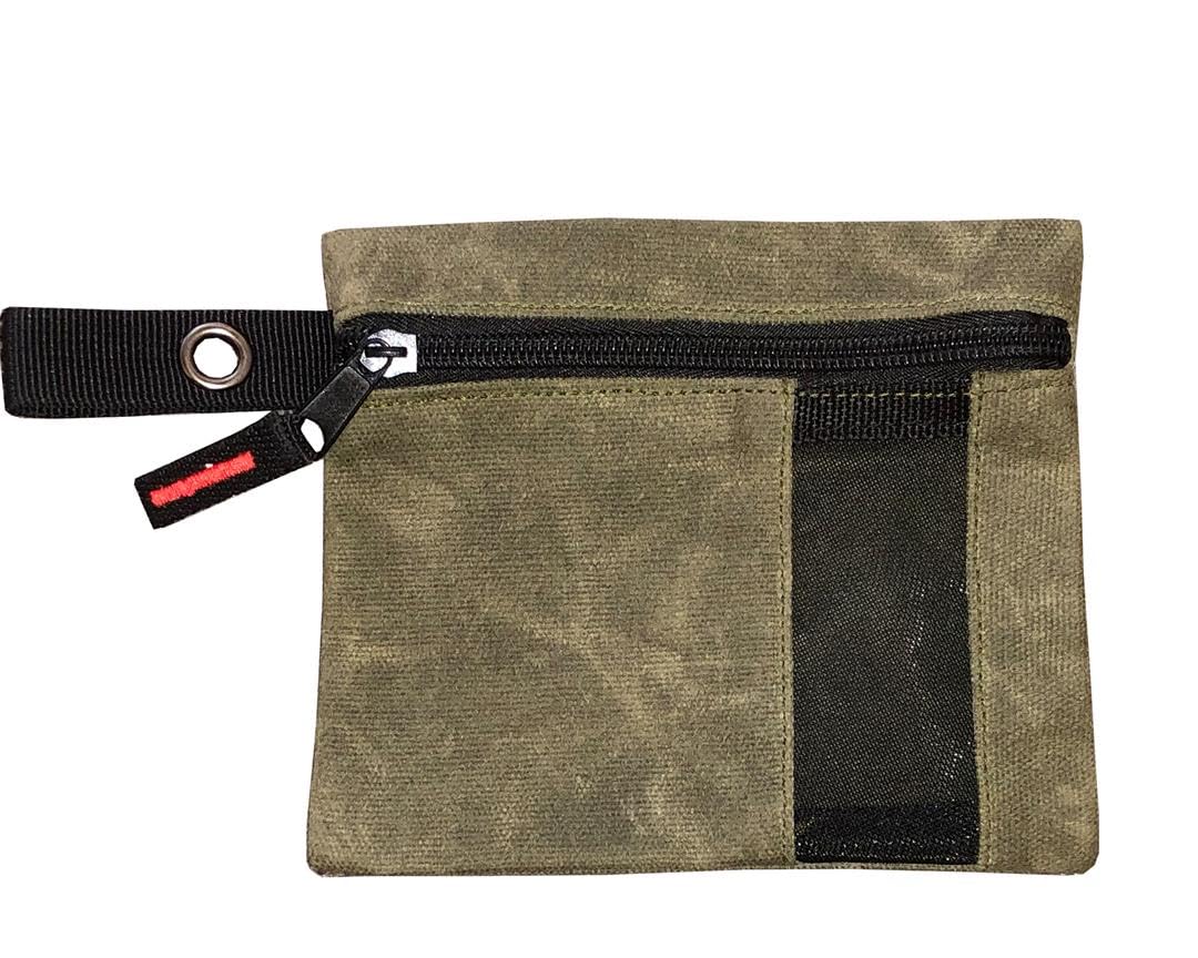 Overland Vehicle Systems 3-Bag Small Size Set of Storage Bags with Mesh Windows- #12 Waxed Canvas - Infused with Paraffin Wax Waterproofing - Universal For, Tools, Automotive, and more!