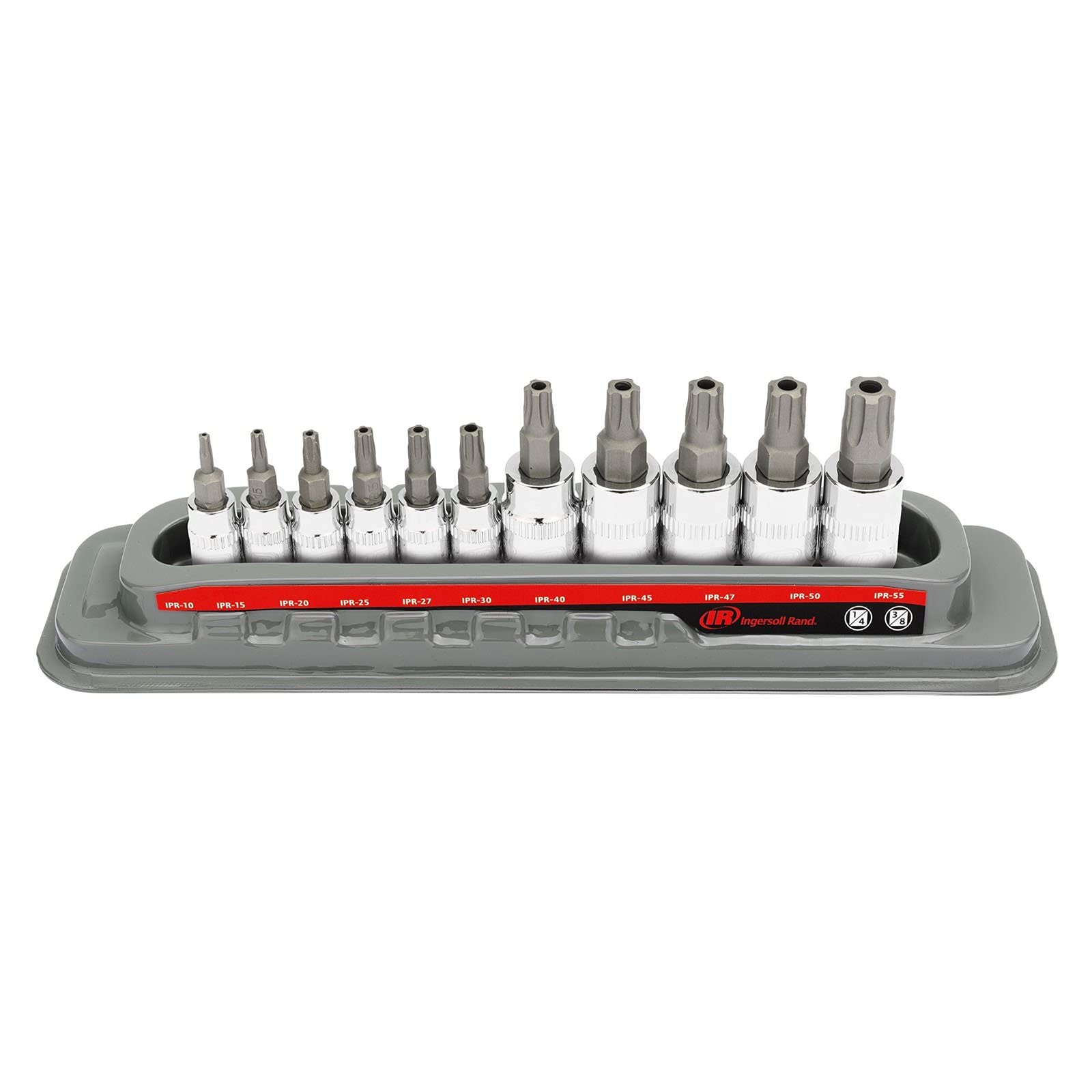 Ingersoll Rand 11 Pc. Torx Plus Tamper-Proof Bit Socket Set, S2 Steel & Chrome Vanadium, 1/4" & 3/8" Drive, IPR10–IPR55 with Storage Tray – 752032