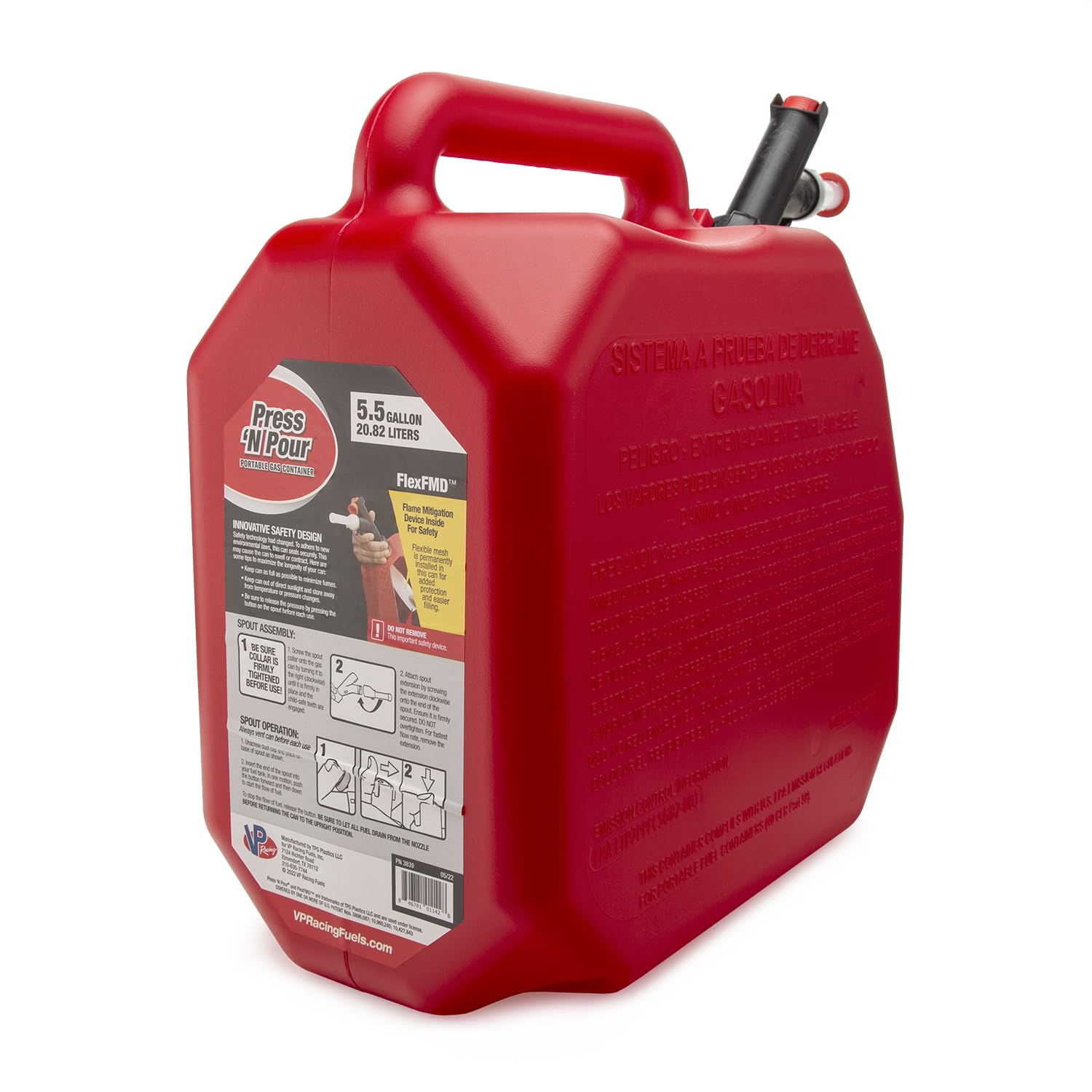 5.5 Gallon VP Racing Press 'N Pour Gas Can Red - 1 Pack
