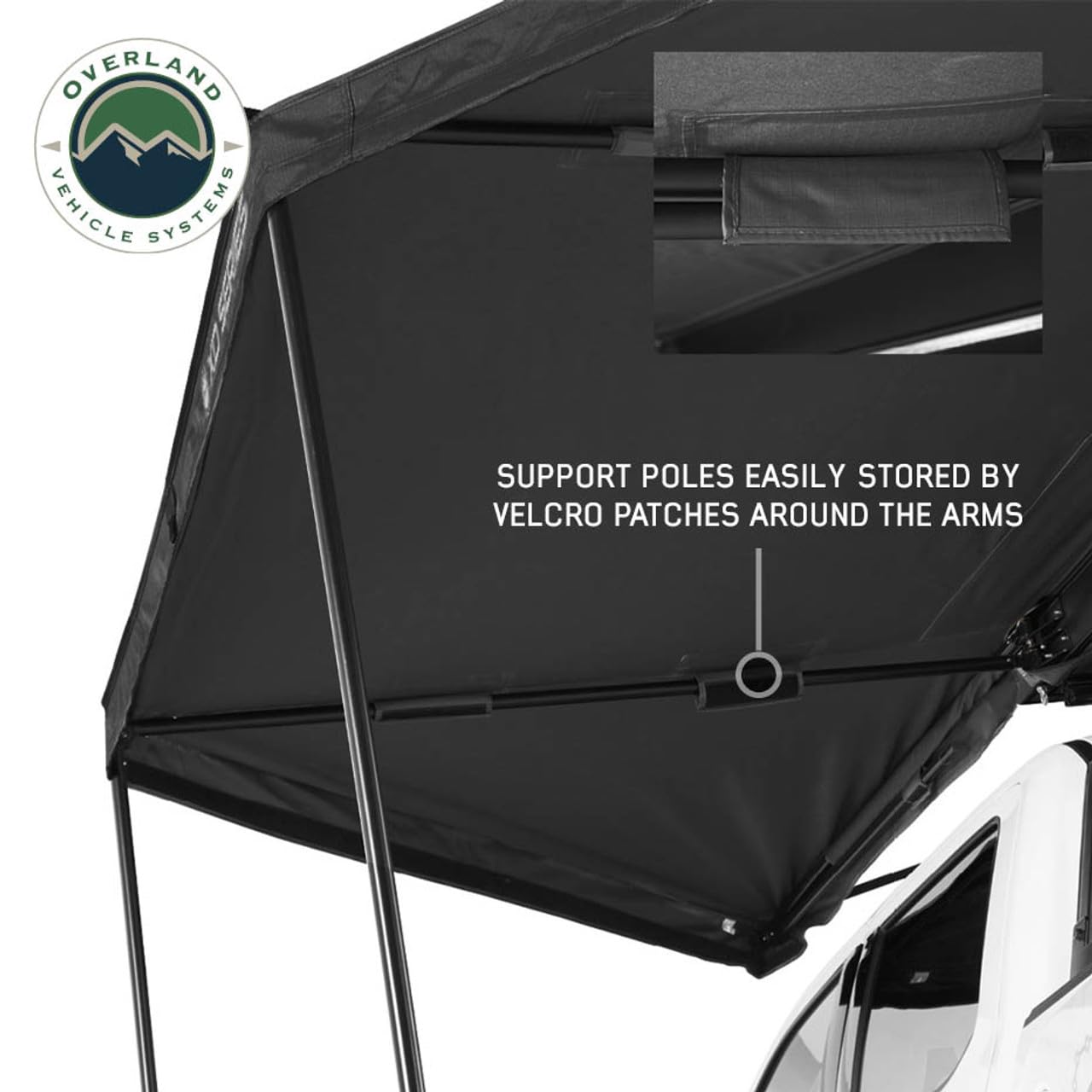 XD Nomadic 180 LTE Awning – Overland Vehicle Systems, Universal Fit, Freestanding Design with Blackout 320g Ripstop Poly Cotton Fabric, Waterproof 5000 PU Rating, Black Travel Cover