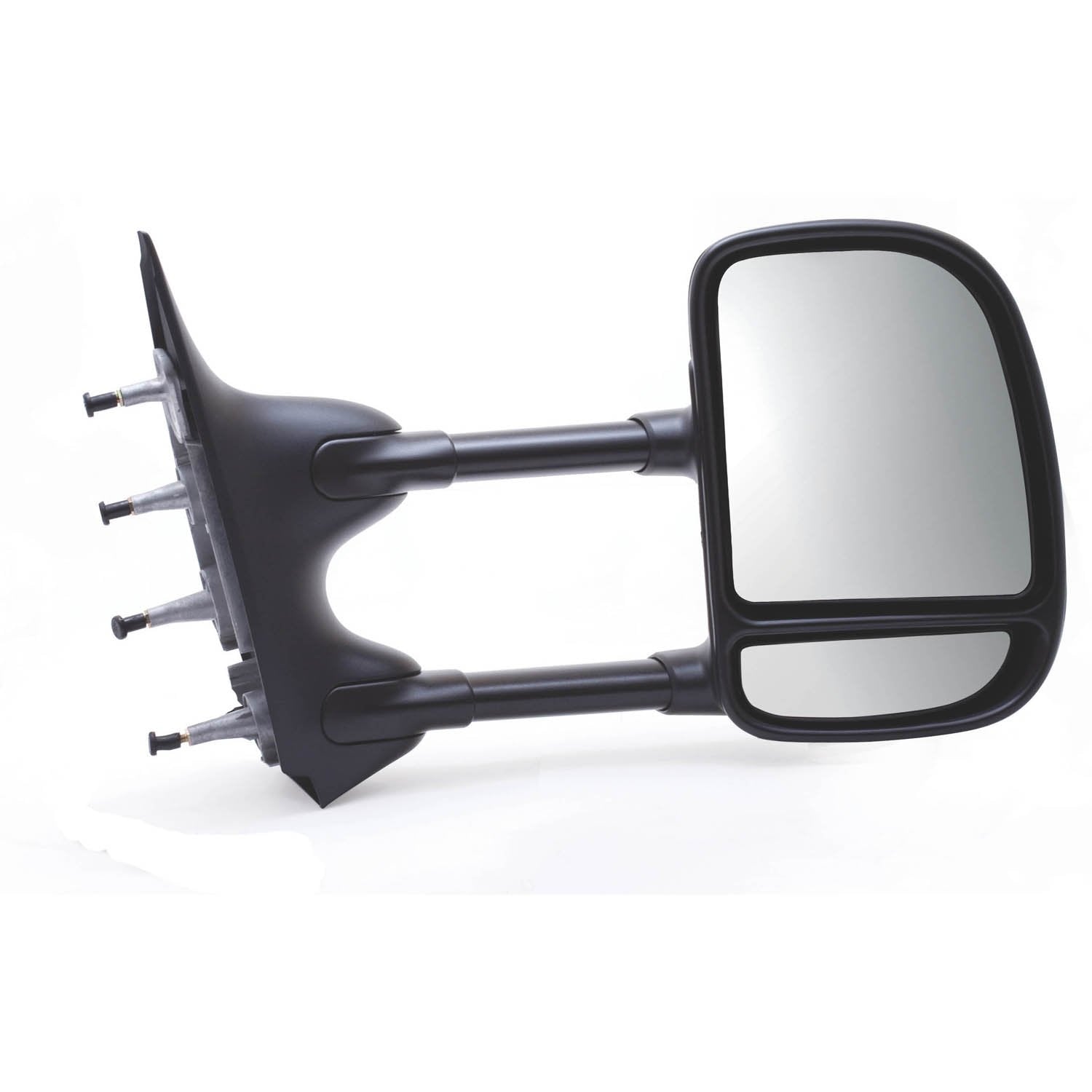K Source Extendable Passenger Side Towing Mirror for 2002-2014 E Series, Textured Black, Manual, Adjustable, Dual Lens, Convex Mirror, Foldaway