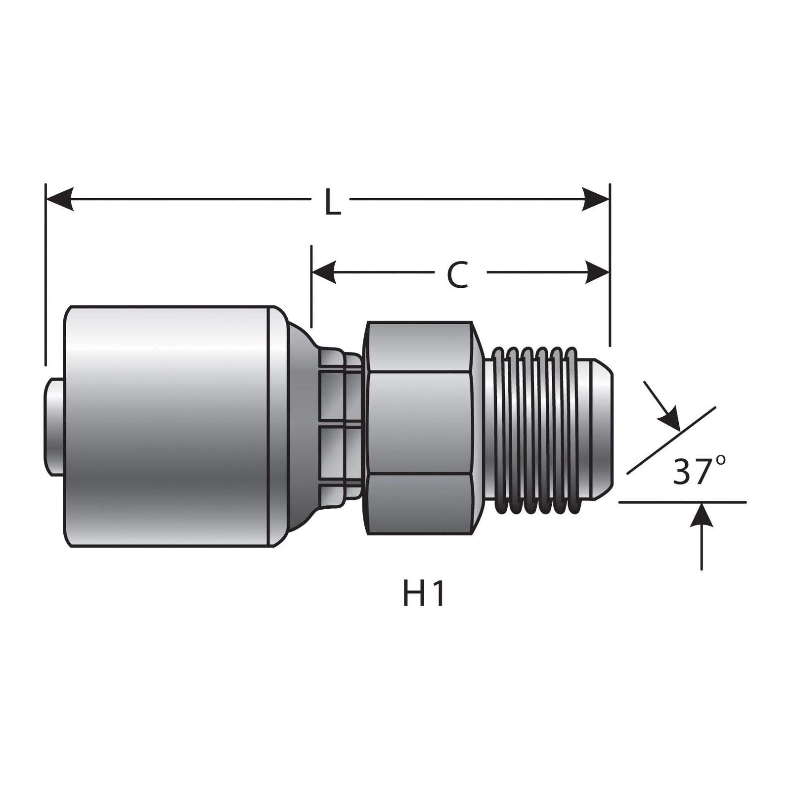 Gates C14 G25165-1214 SAE 45/JIC 37 Female Flare Swivel Dual Seat Coupling
