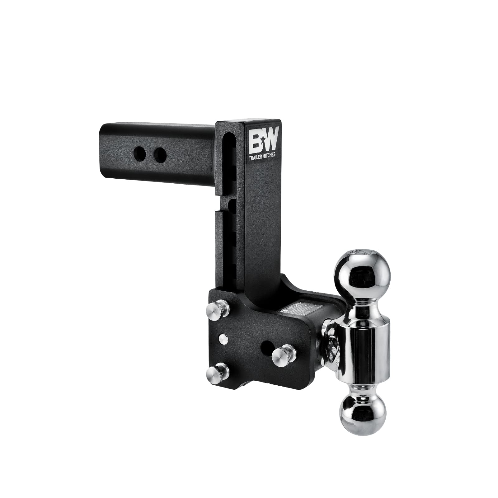 Tow & Stow B&W Trailer Hitches Adjustable Trailer Hitch Ball Mount - Fits 2.5" Receiver, Dual Ball (2" x 2-5/16"), 7" Drop, 18,000 GTW - TS20040B
