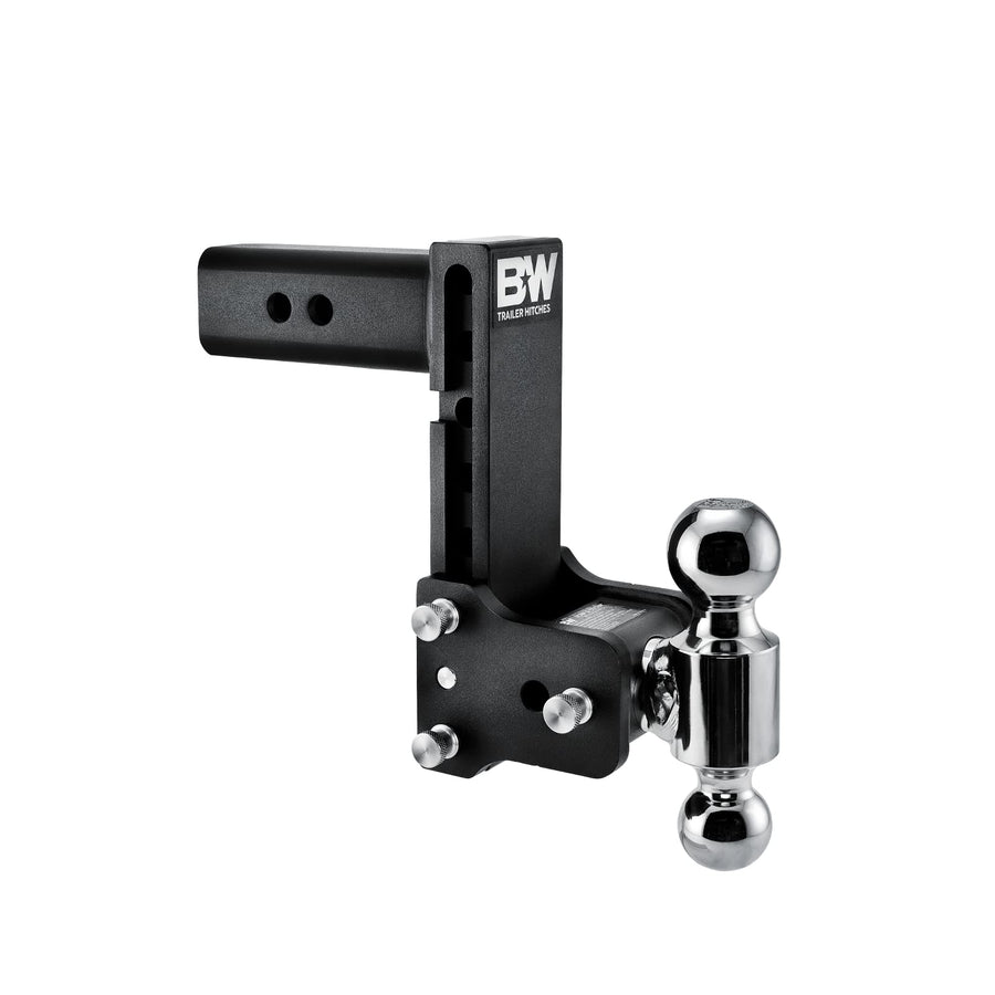 Tow & Stow B&W Trailer Hitches Adjustable Trailer Hitch Ball Mount - Fits 2.5" Receiver, Dual Ball (2" x 2-5/16"), 7" Drop, 18,000 GTW - TS20040B