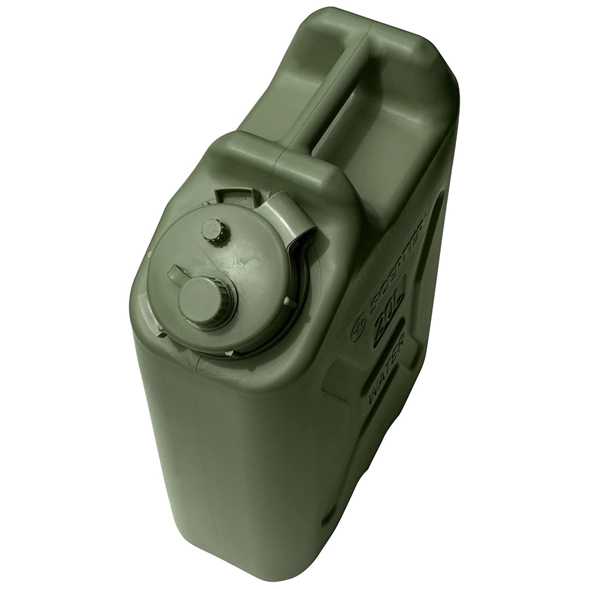 Scepter Military Style Portable Water Container for Camping & Outdoors, 5 Gallon, Green - Heavy-Duty Plastic Beverage and Hydration Dispenser for Outdoor Trip