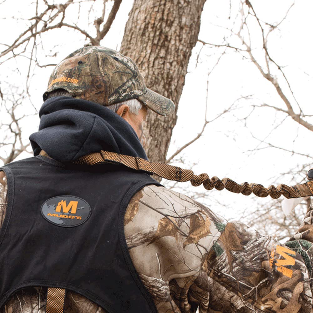 Muddy Tree Stand Hunting Safety Systems Lightweight Padded Nylon Quick-Release Crossover Harness Combo, Large