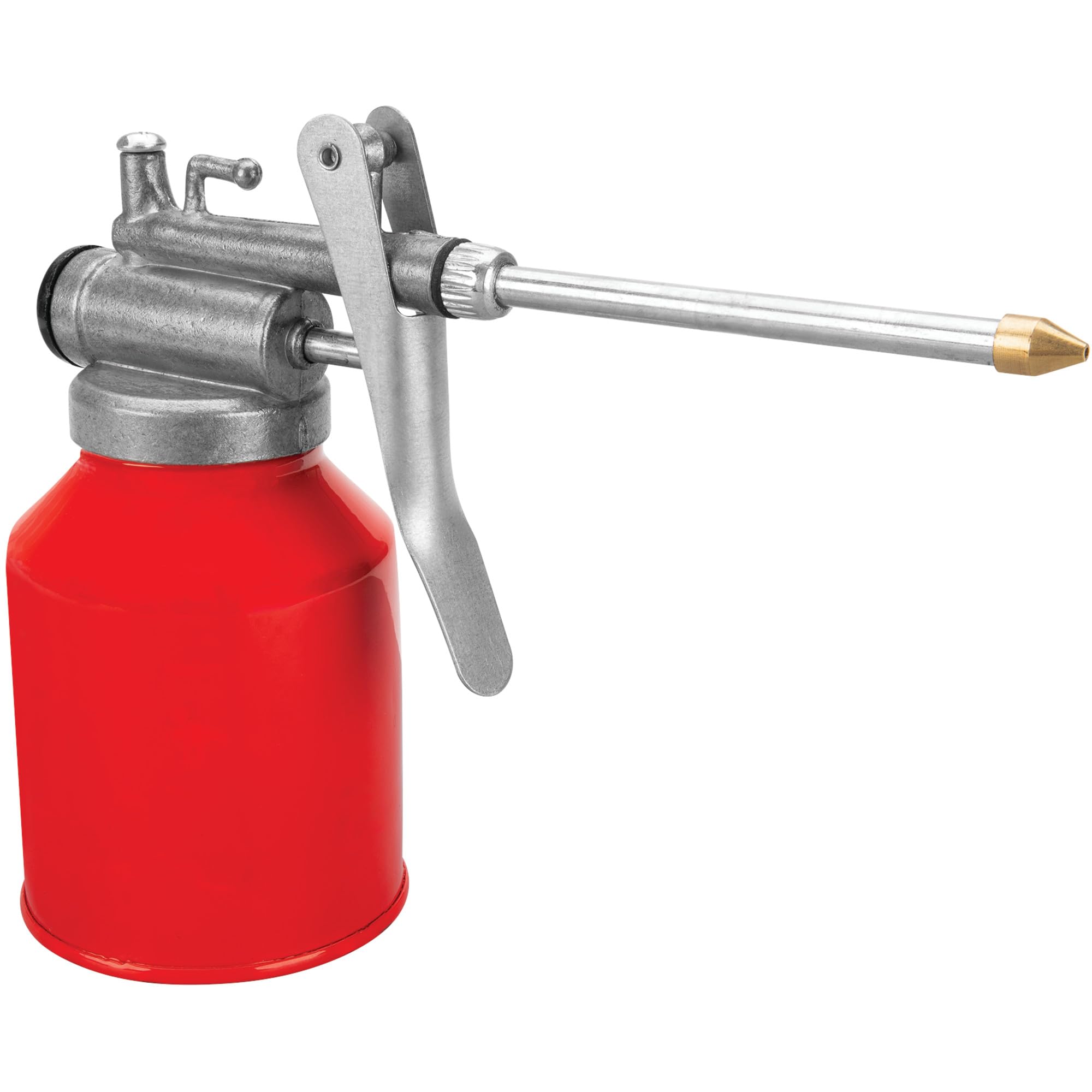 8.5 Oz. Performance Tool Hand Pump Oiler Can - 3 in. Spout, Metal Handle, for Motor Oil and Non-Corrosive Lubricants