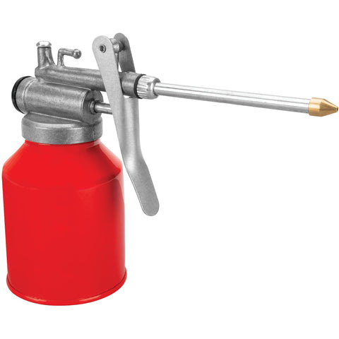 8.5 Oz. Performance Tool Hand Pump Oiler Can - 3 in. Spout, Metal Handle, for Motor Oil and Non-Corrosive Lubricants