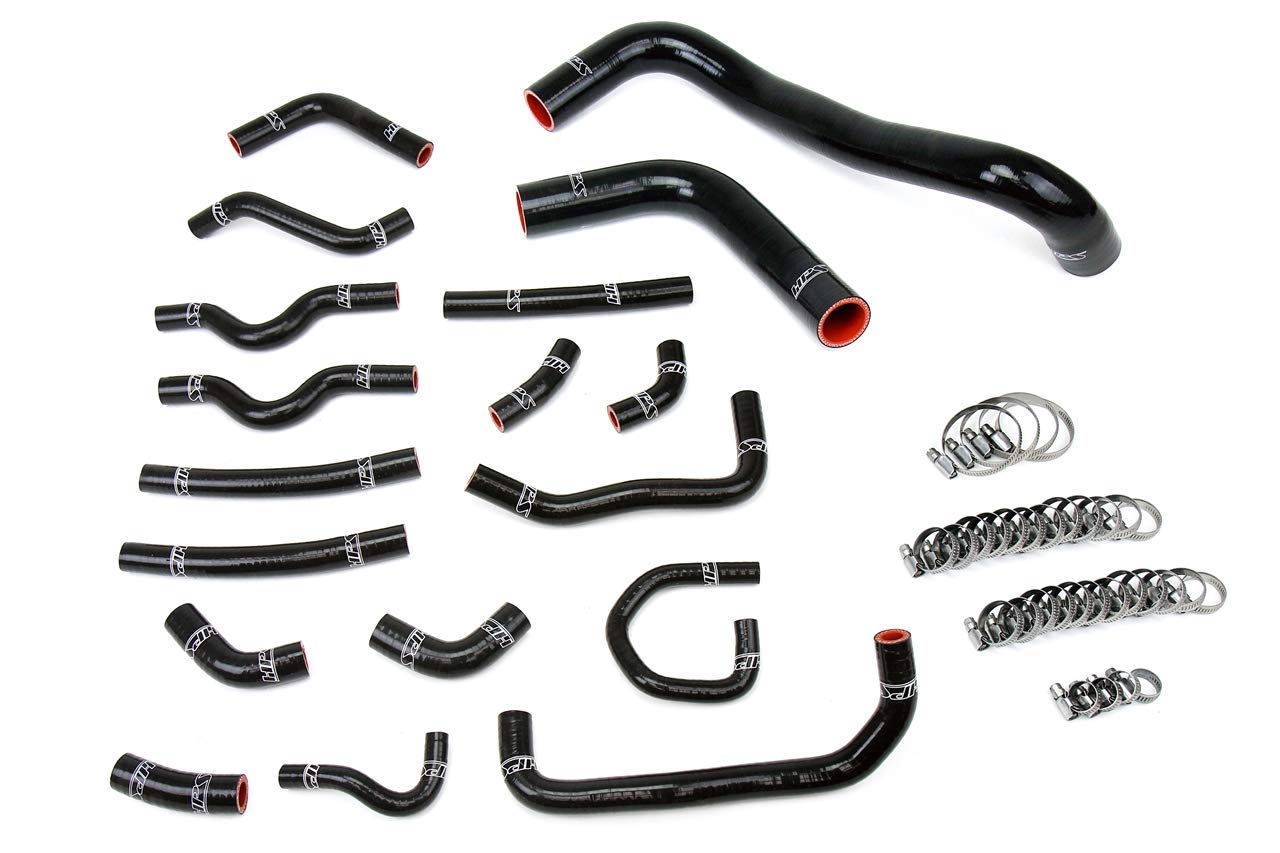 HPS Black Silicone Radiator + Heater Hose Kit Compatible for 1998-2002 Lexus LX470 Toyota Land Cruiser 4.7L V8, Coolant 57-1914-BLK