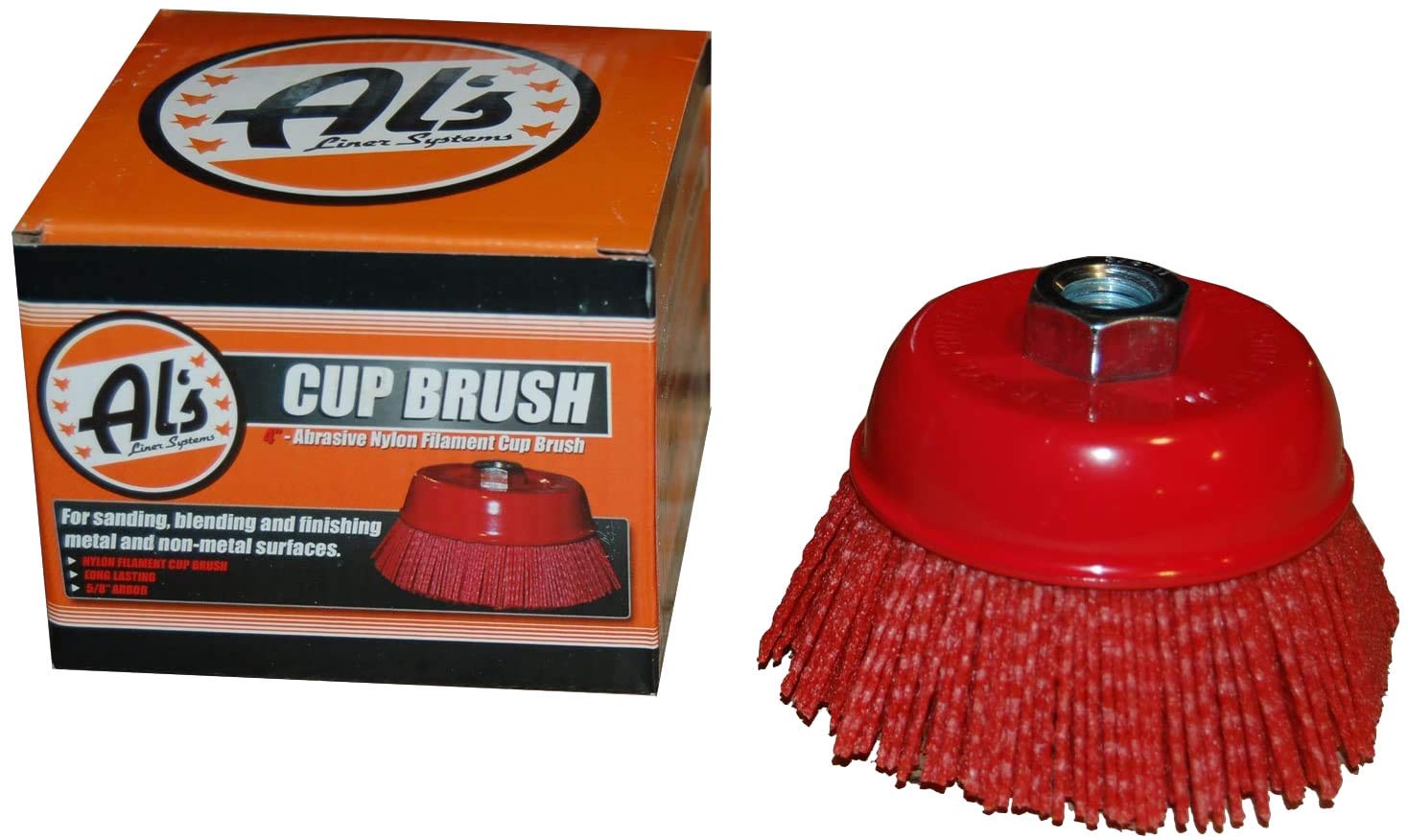 180 Grit Nylon Bristle Cup Brush - AL's Liner 4 Inch - Safe for Use on Metal, Wood, Aluminum and Plastic Surfaces (TOOR4)