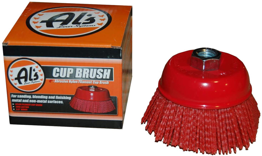 180 Grit Nylon Bristle Cup Brush - AL's Liner 4 Inch - Safe for Use on Metal, Wood, Aluminum and Plastic Surfaces (TOOR4)