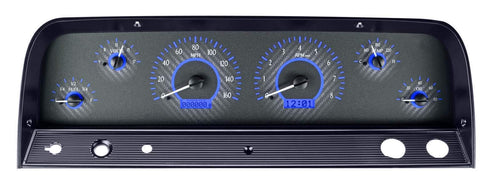 Dakota Digital VHX-64C-PU-C-B Analog Dash Gauge System Compatible with 1964-66 Chevy Pickup Truck Carbon Fiber Style Blue Backlighting