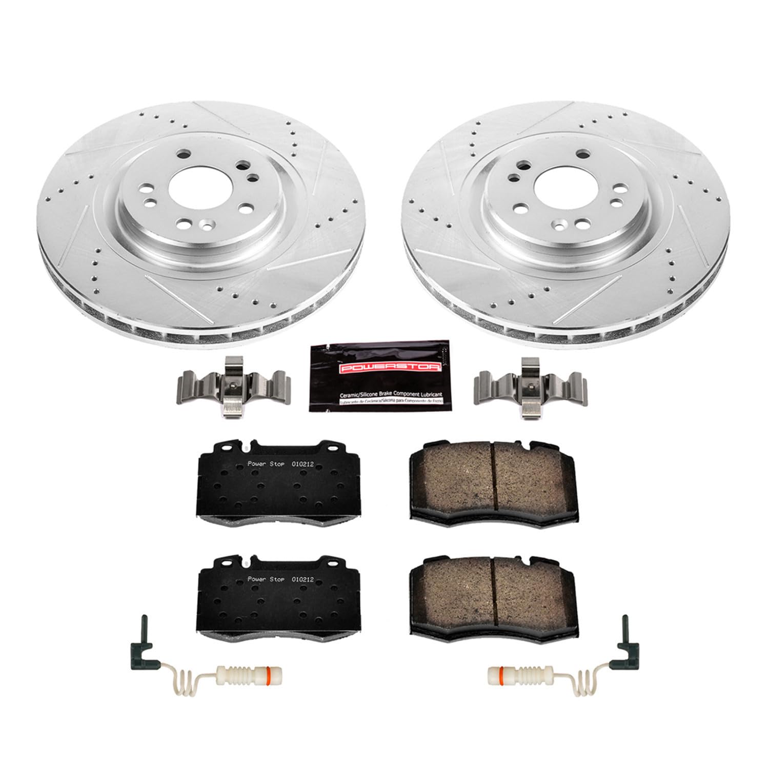 Power Stop K5236 Z23 Carbon Fiber Brake Pads with Drilled & Slotted Brake Rotors Kit For Mercedes-Benz ML430, Mercedes-Benz ML500, Mercedes-Benz ML55 AMG [Model Specific]