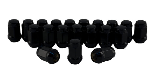C1702B-SET Rocket Racing Wheels 7/16 Bulge Acorn Lug Nuts Black 3/4 Hex Set 20