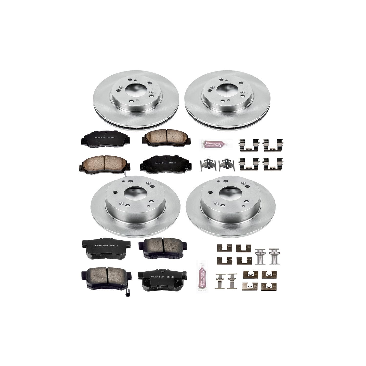 Power Stop Autospecialty KOE707 Front and Rear Replacement Brake Kit-OE Brake Rotors & Ceramic Brake Pads For Acura Integra 1997-2001 [Model Specific]