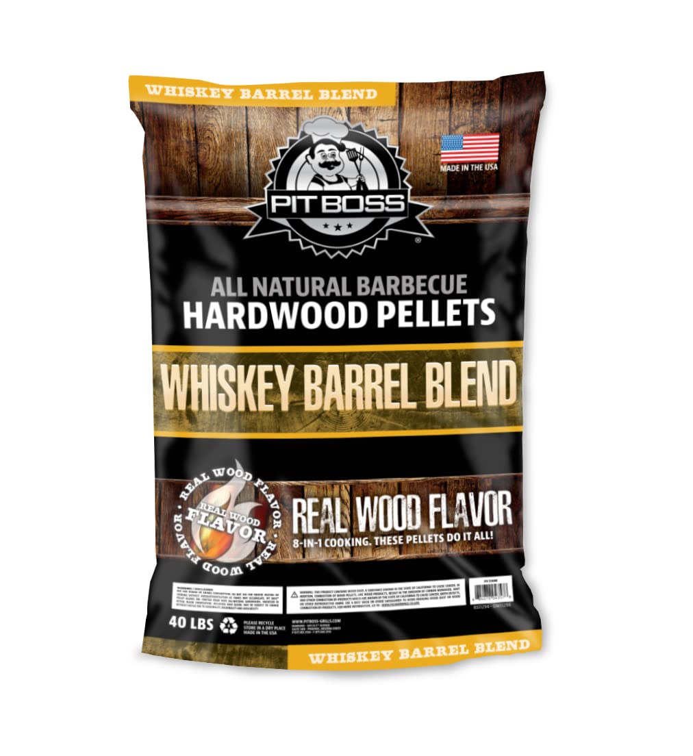 Pit Boss All Natural Hardwood BBQ Wood Pellets (40 pound Whiskey Barrel Blend) for Pellet Grills and Smokers