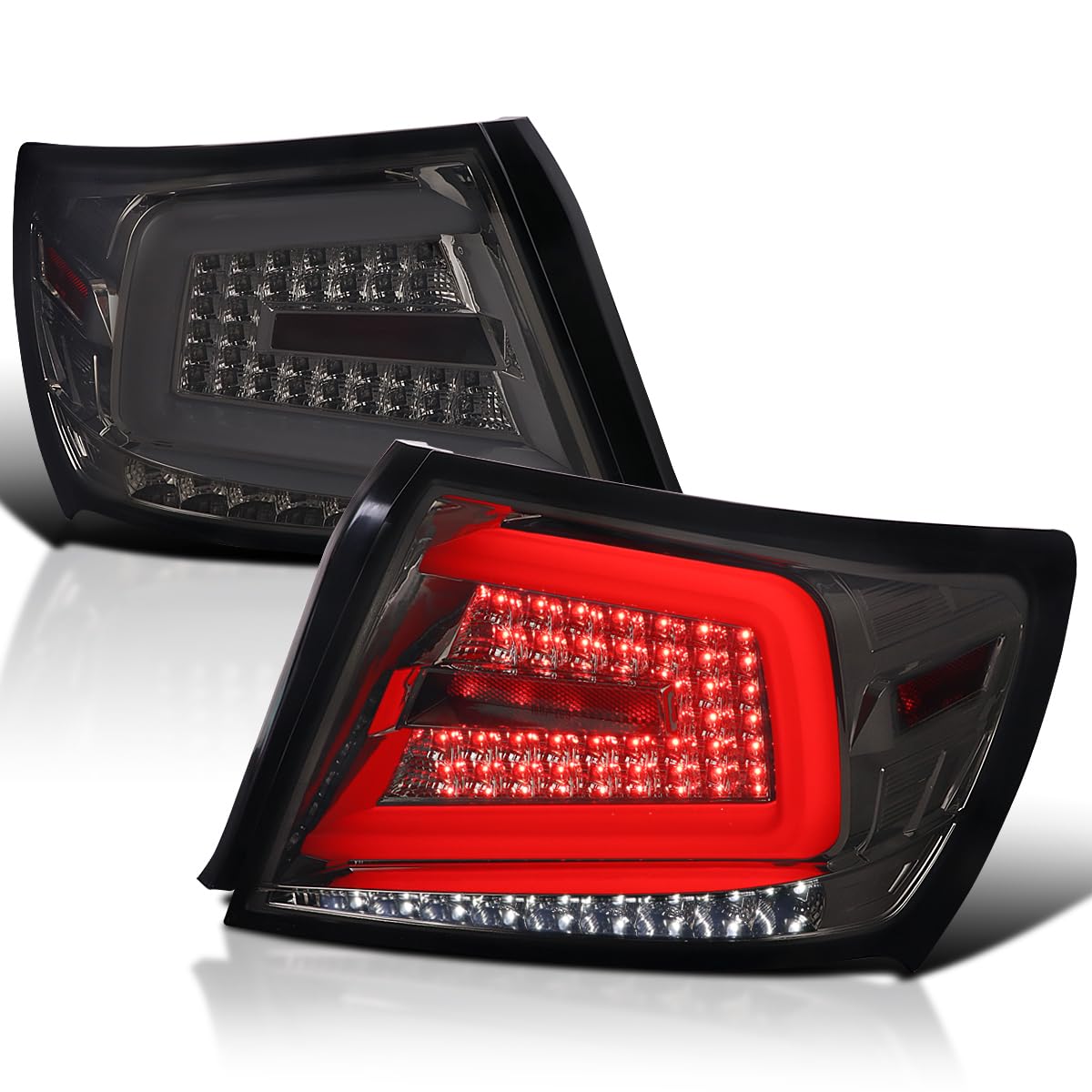 Smoke Sequential Tail Lights w/White LED Bar SPEC-D TUNING Compatible with 2008-2011 Subaru Impreza/Impreza WRX, Left + Right Pair Assembly