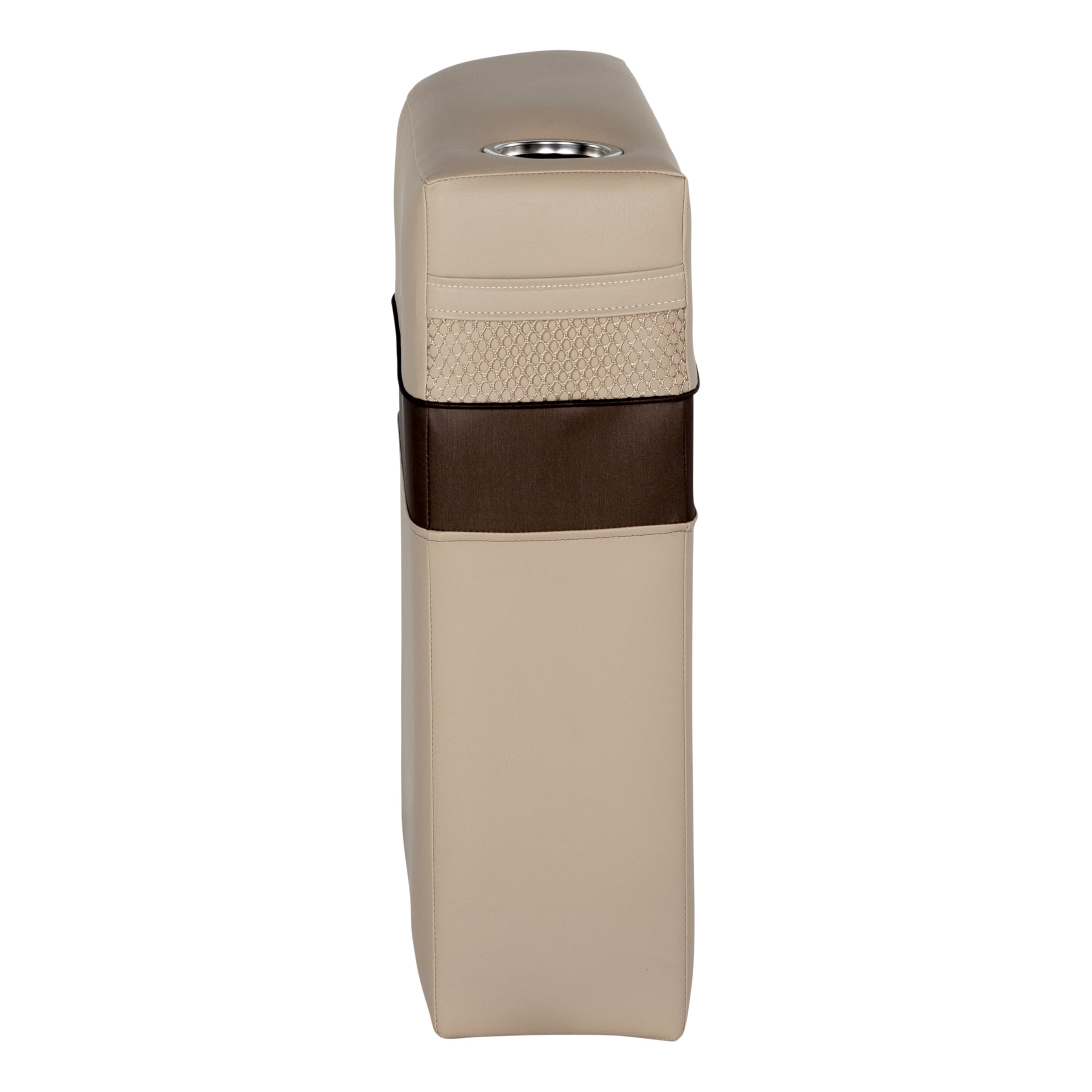 Lippert 8.5" x 25" Right Rockport Series Pontoon Armrest, Built-in Cup Holder, Marine-Grade Vinyl, Comfort Padded, Easy Installation, Fits Most Pontoons, Sand – 20221094223