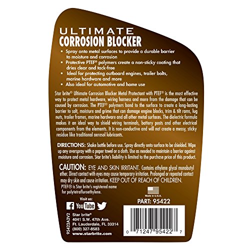 Ultimate Corrosion Blocker Spray STAR BRITE – Metal Protectant with PTEF, Invisible Non-Sticky Barrier for Engine Parts, Wiring, Battery Terminals, Boats, ATVs, Tools - 22 OZ (095422)