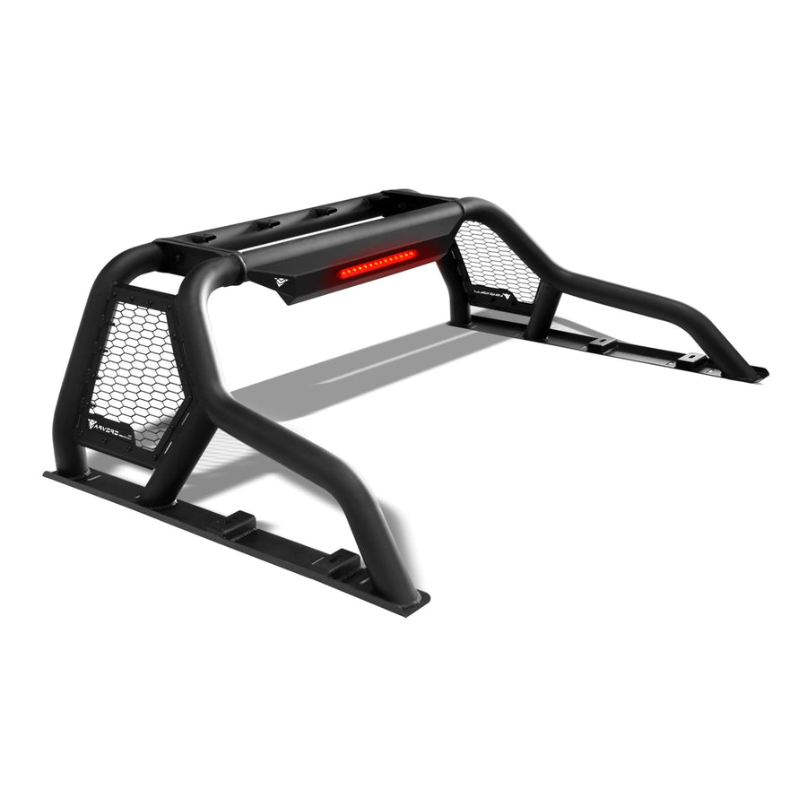 CR1 ARMORDILLO Roll Bar Style Chase Rack for Mid Size Trucks|w/LED 3rd Brake Light|Compatible 05-24 Tacoma|15-24 Colorado/Canyon|19-23 Ranger|05-24 Frontier|7163102 Chase Rack|Chase Bar - Matte Black
