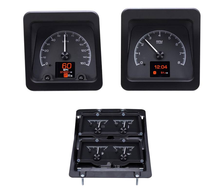 Dakota Digital HDX-69C-CAC-K Compatible Analog Dash Gauge System with 1969 Chevy Camaro Console Gauges Kit Black Alloy