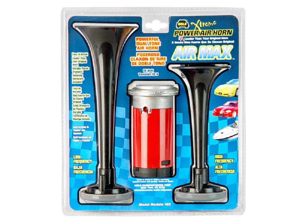 Air Max Wolo (402) Black Plastic Trumpet Horns - 12 Volt, High and Low Tone