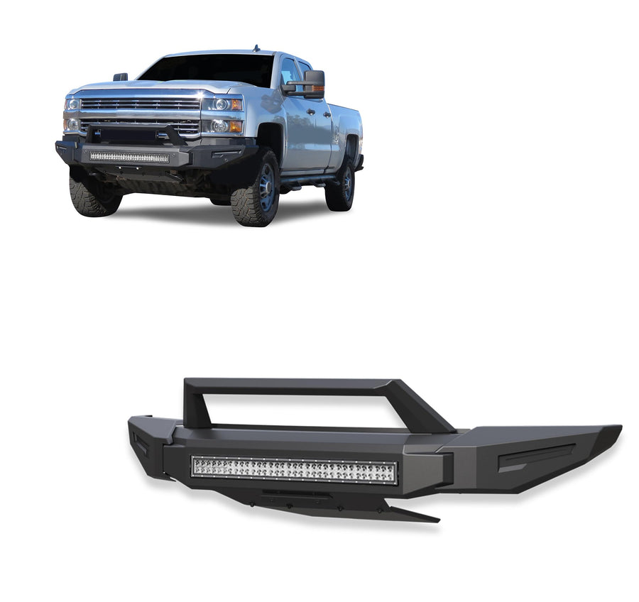 Heavy Duty Black Horse Armour II Modular Front Bumper Modular Matte Black Compatible with 2022-2024 Chevrolet Silverado 1500-AFB-SI35-K2