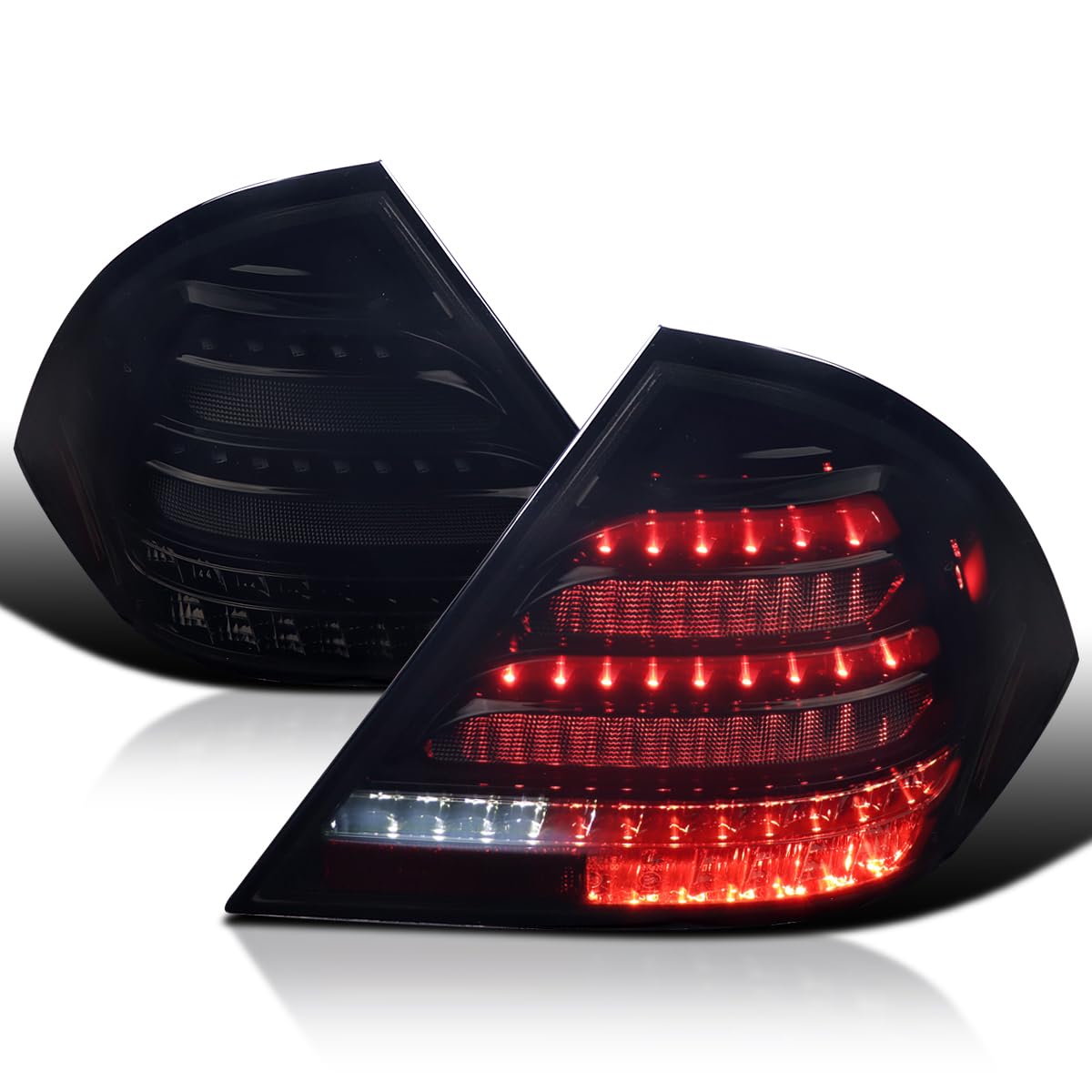 Glossy Black Smoke SPEC-D TUNING Full LED Sequential Tail Lights Compatible with 2001-2004 Mercedes-Benz W203 C-class Sedan