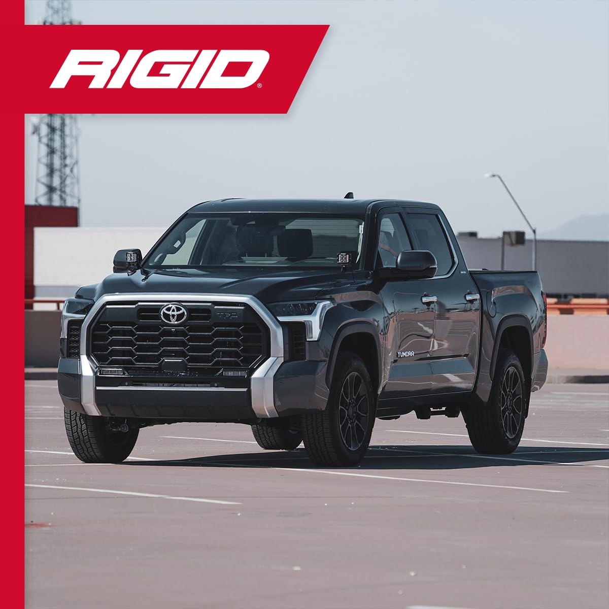 A-Pillar Light Kit RIGID INDUSTRIES, Fits the 2014 – 2020 Toyota Tundra (2 A-Pillar Mounting Brackets, 2 D-SS PRO Series Flood Lights, 2 Black Light Covers, 2 Amber Light Covers, 1 Wiring Harness)