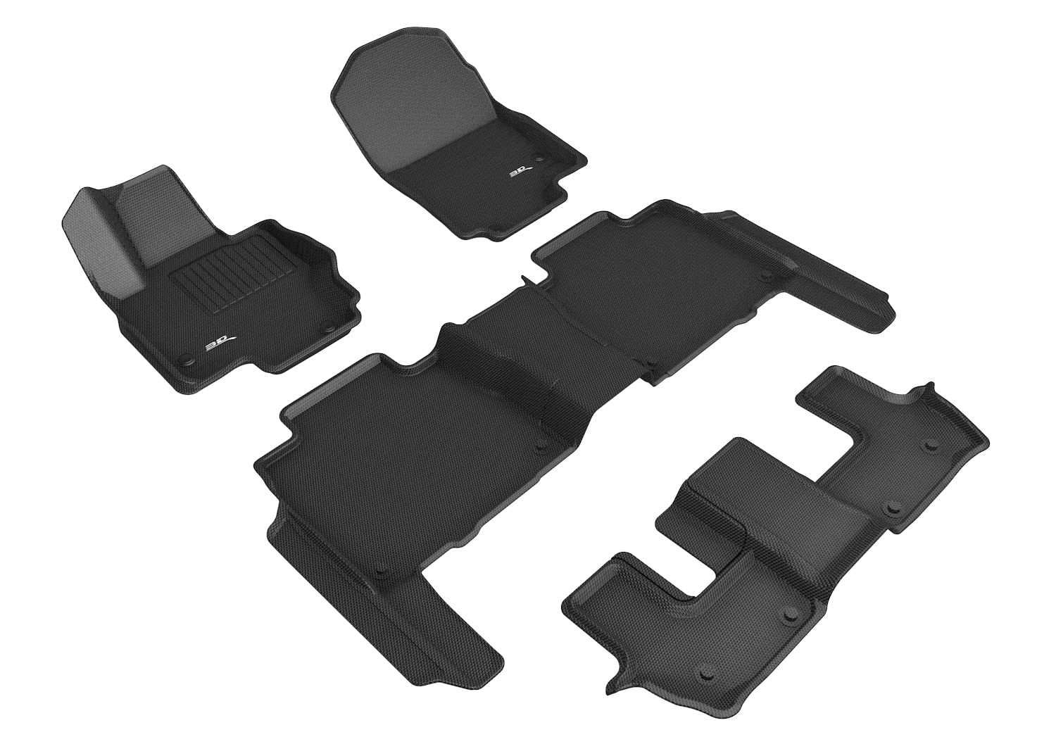 Kagu Floor Mat 3D MAXpider Custom Fit (Black) Compatible with Mercedes GLS 7-Seat (X167) 2020-2025/Amg Gls63 2021-2024 (w/o Rear Seat Pkg) - Full Set