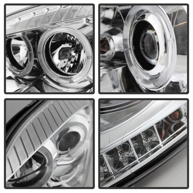 LED Halo Spyder Auto Projector Headlights Chrome/Clear 5010018