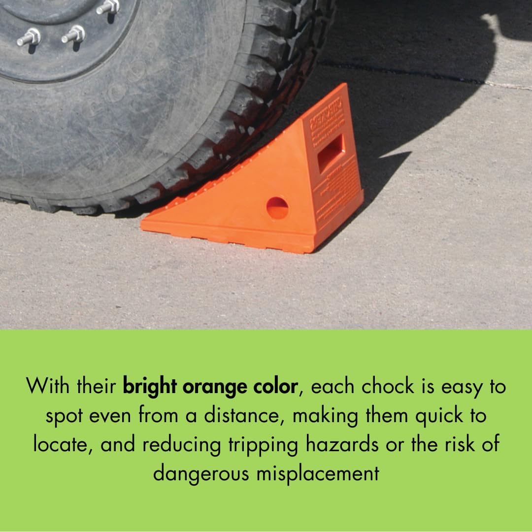 One Checkers Large Wheel Chock for 27-35" Tires, Heavy Duty Wheel Chocks for Semi Trucks, Utility, Tractor Trailer, 30k lb Load Capacity, Made in The USA, Polyurethane, UC1700