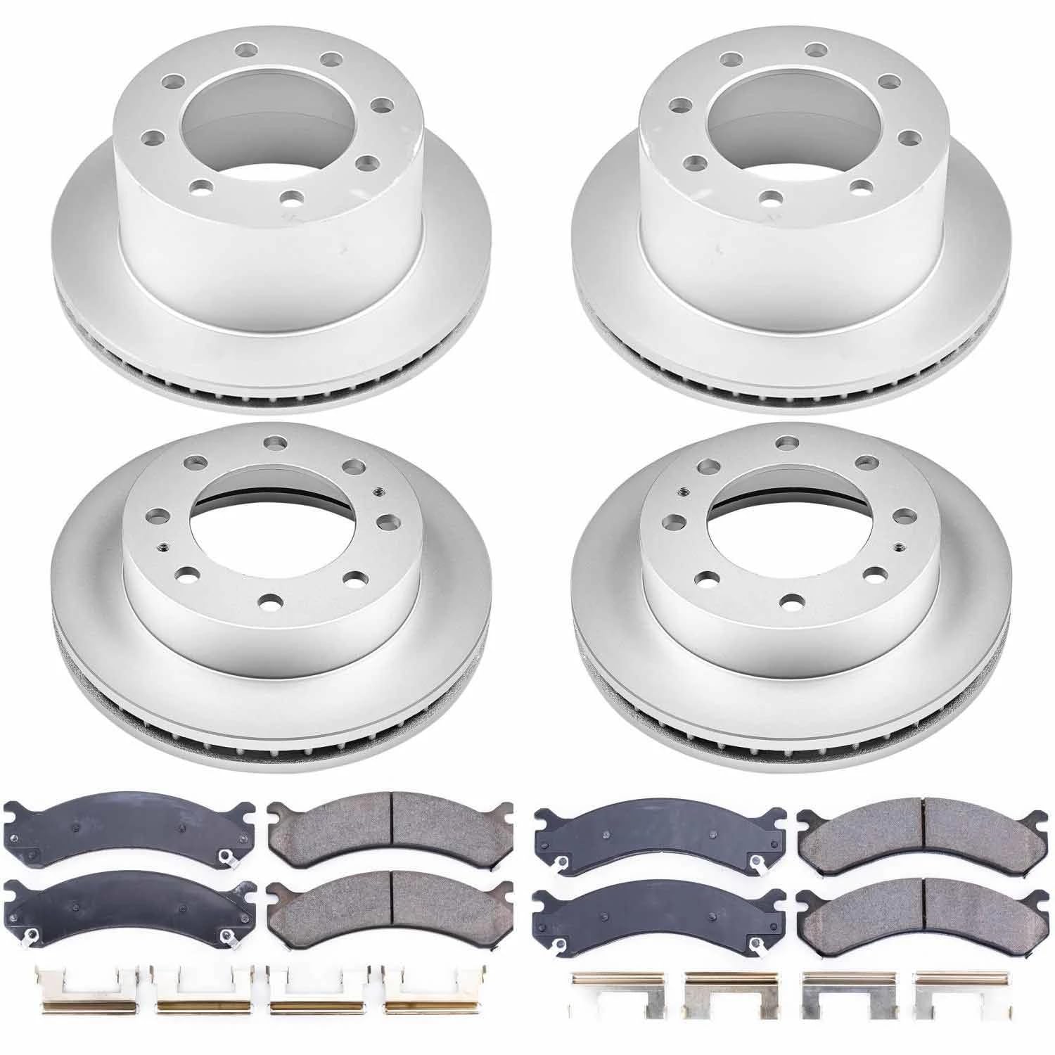 Power Stop Coated Brake Rotor CRK5338 & Ceramic Brake Pads- front & rear
