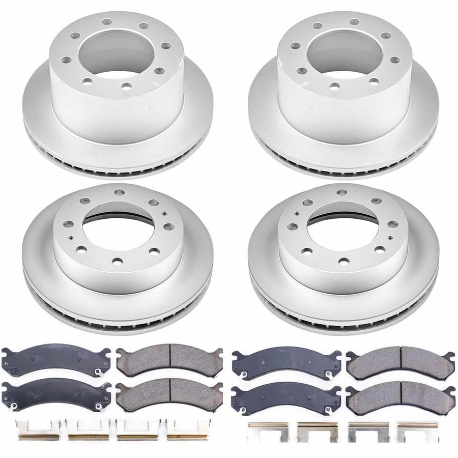 Power Stop Coated Brake Rotor CRK5338 & Ceramic Brake Pads- front & rear
