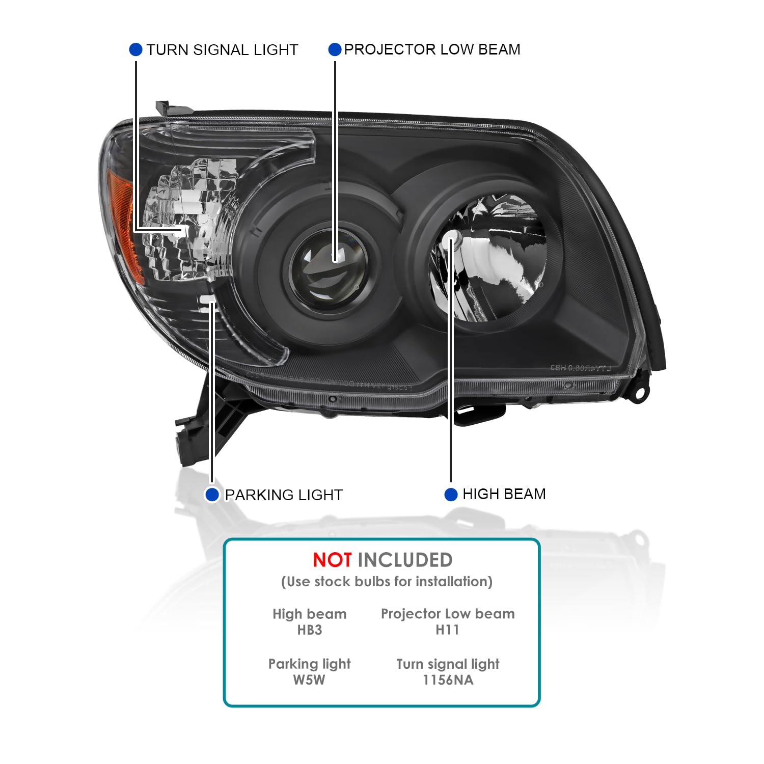 Black Projector Headlights SPEC-D TUNING Compatible with 2006-2009 Toyota 4Runner SR5 Limited, Left + Right Pair Headlamps Assembly