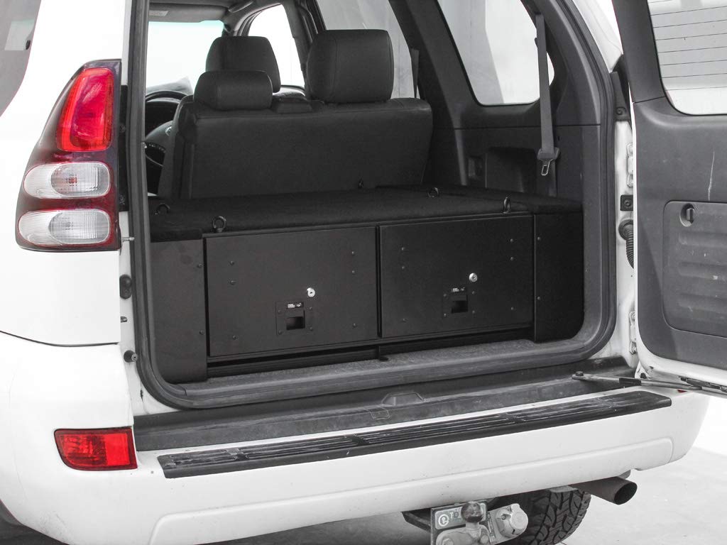 Drawer Kit Front Runner Compatible with Prado 120/Lexus GX470 - Two Heavy Duty Compartment and Trunk Car Organizer Storage (Black)