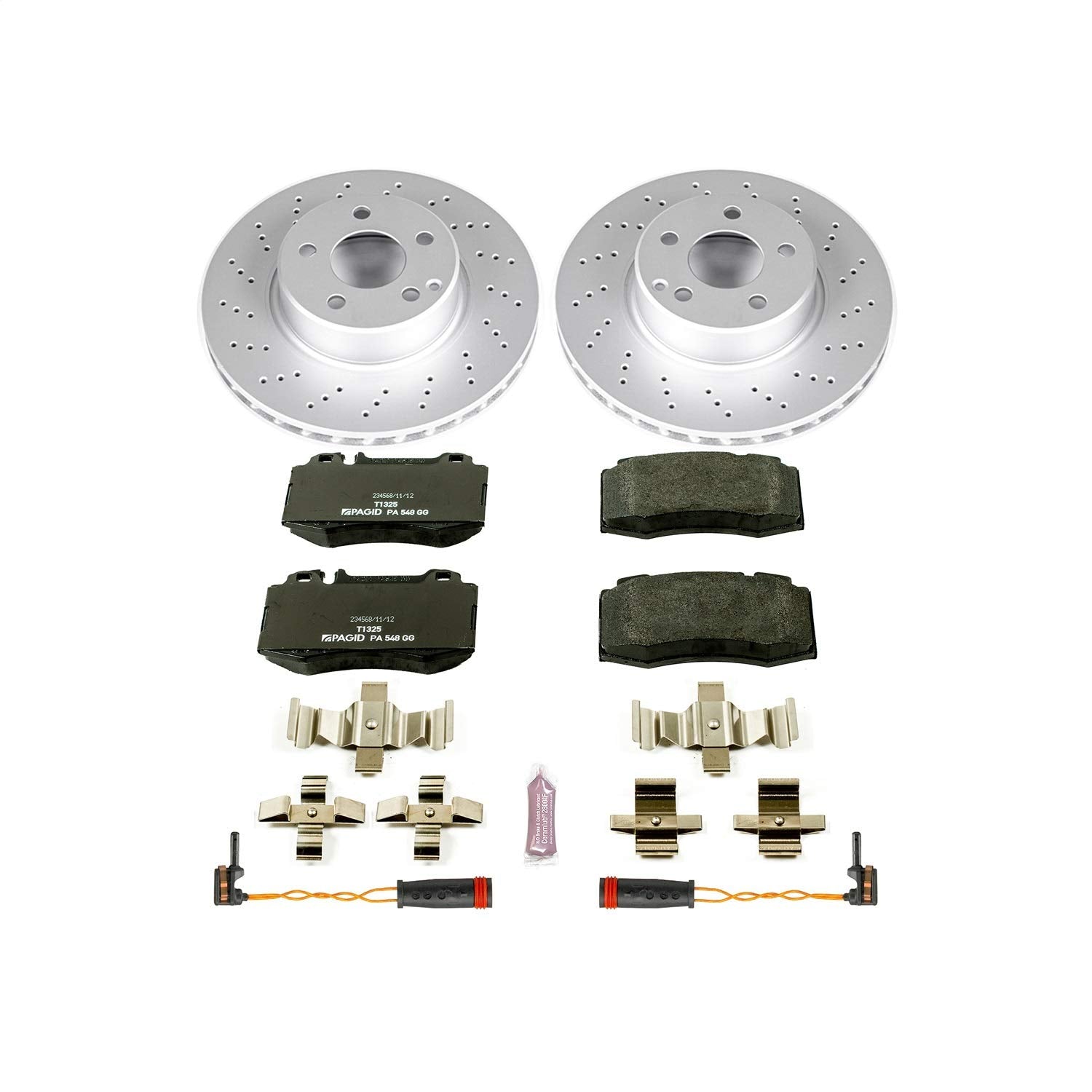 Power Stop ESK2932 Euro-Stop Front Brake Kit and 2 Front Sensor Wires For Mercedes-Benz CL500, Mercedes-Benz S, Mercedes-Benz S430, Mercedes-Benz S500 [Model Specific]