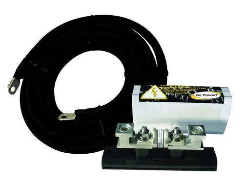 GP-DC-KIT3 Go Power! DC Installation Kit for 1100-1800-Watt Inverters, 2/0 AWG Cables, 200 Amp Fuse, Pre-Lugged, Plug & Play, Includes Instructions, 8V & 70V Switchable - Black
