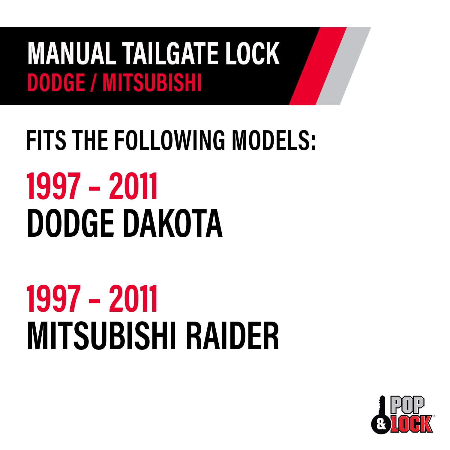 Pop & Lock - Black PL3600 Manual Tailgate Lock for Dodge Dakota and Mitsubishi Raider