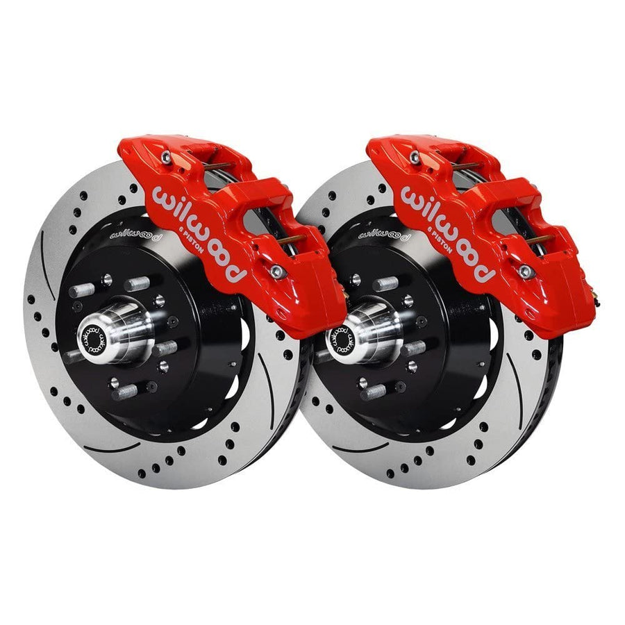 WILWOOD W6A 140-10641-DR Front Hub Kit,14.00,Drilled-Red WWE ProSpindle