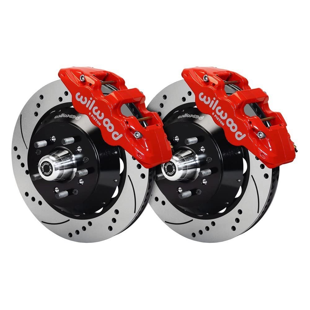WILWOOD W6A Front Hub Kit, 14.00, Drilled, Red 67-72 Camaro/Nova 140-10920-DR