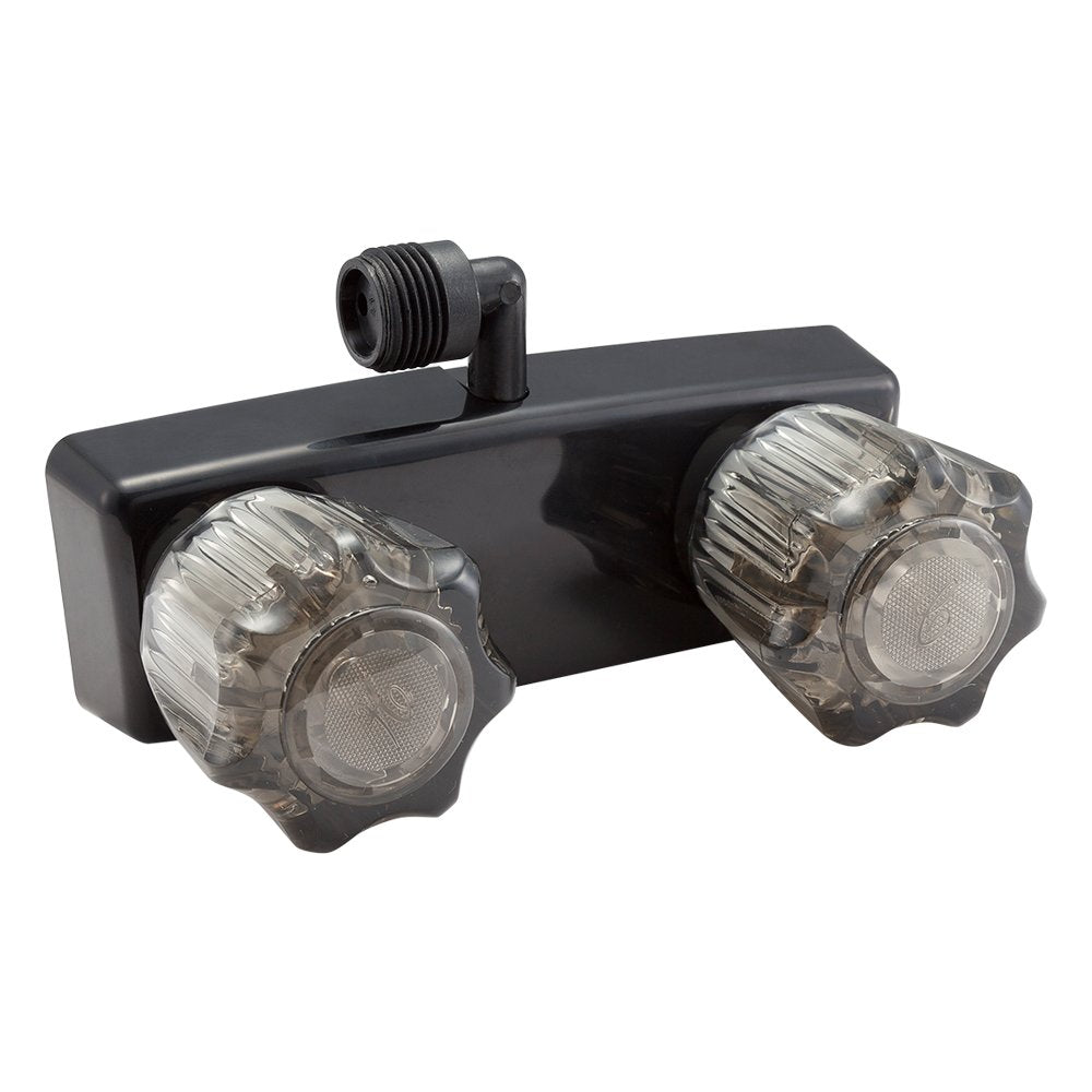 Dura Faucet RV Shower Faucet DF-SA100S1-BK Valve Diverter for Exterior Shower Boxes with Clear Acrylic 2-Knobs (Black)