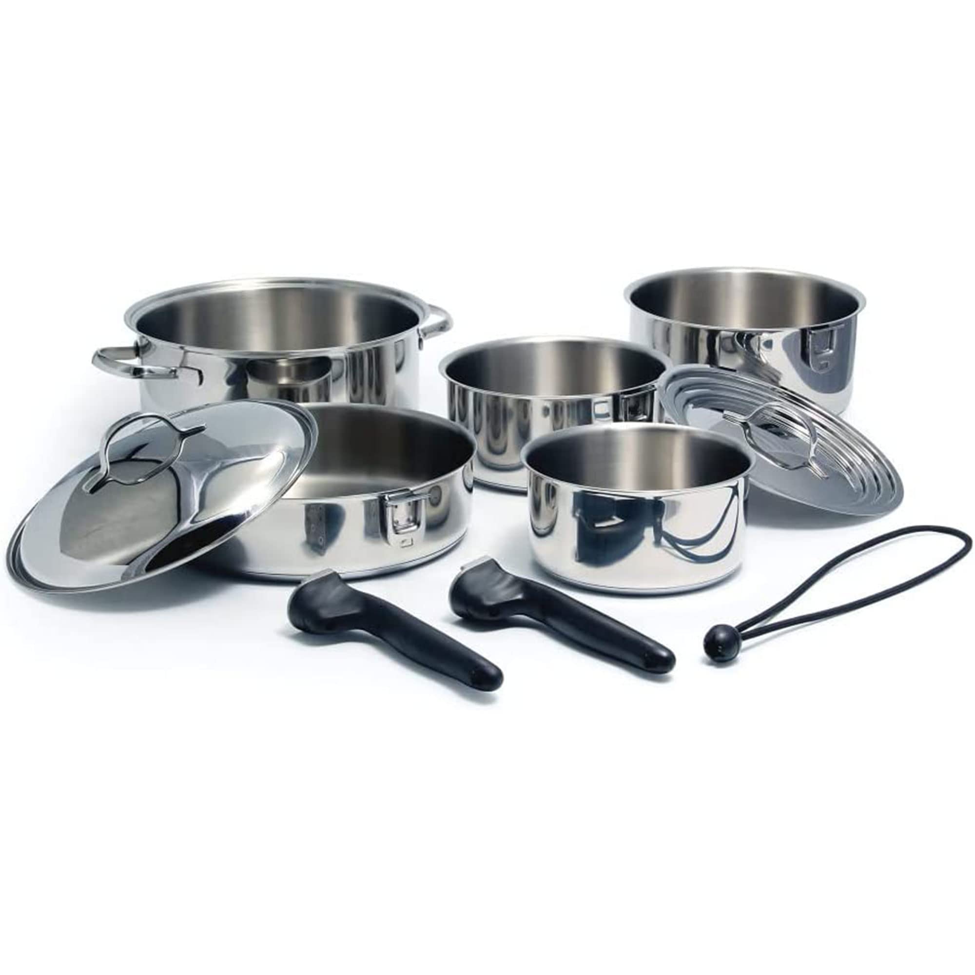 10 Pc Set Camco Mfg Nesting Stainless Steel Cookware