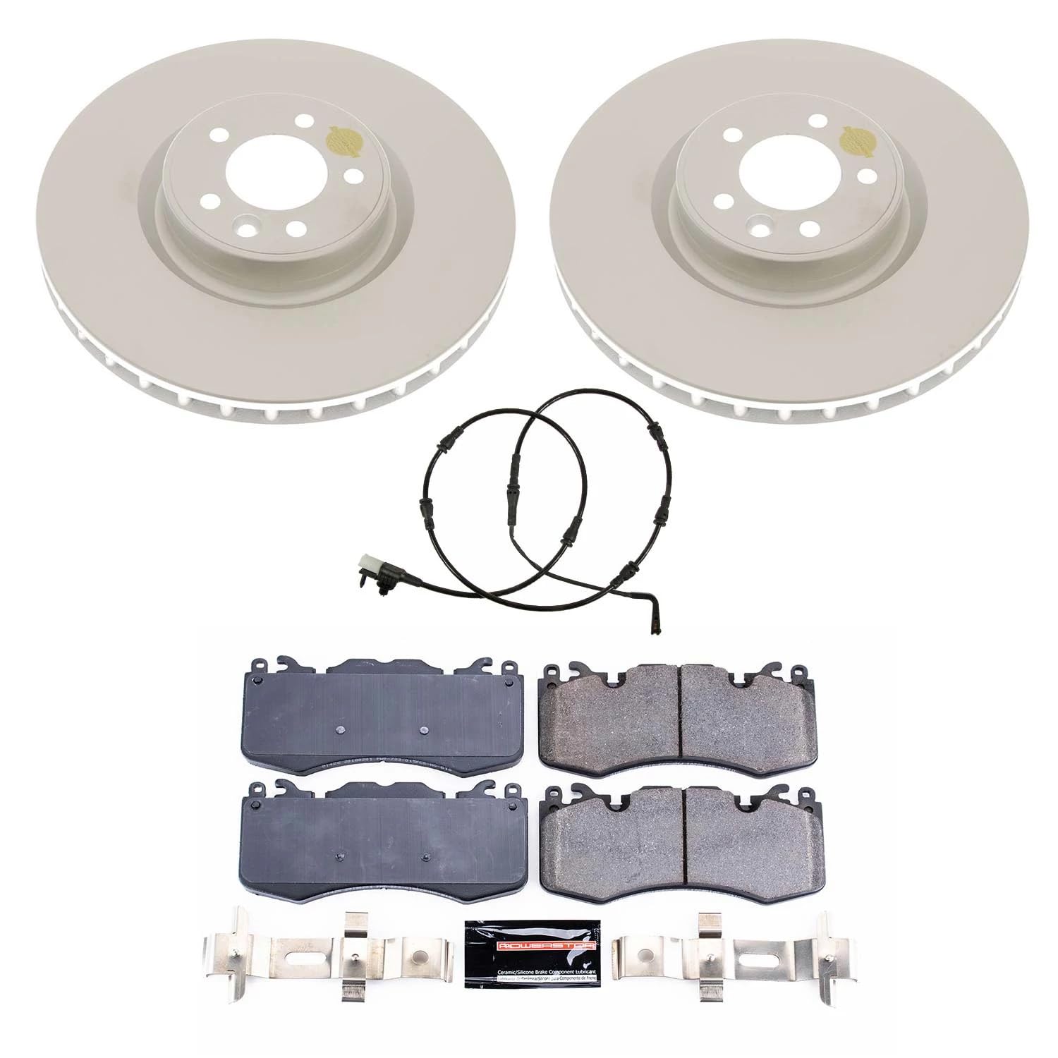 Z23 Power Stop CRK8470, Coated Brake Rotors Front Kit-Coated Rotor, Carbon Ceramic Brake Pads